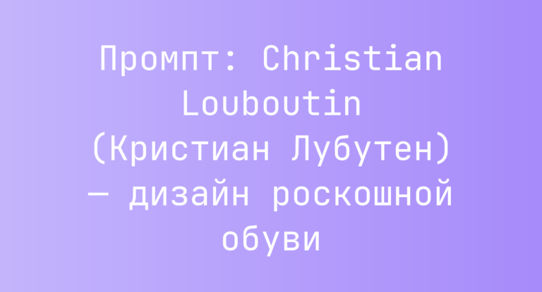 Промпт: Christian Louboutin (Кристиан Лубутен) — дизайн роскошной обуви