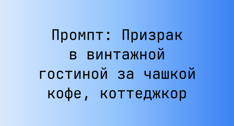 Промпт: Призрак в винтажной гостиной за чашкой кофе, коттеджкор