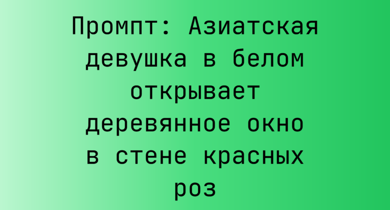 Промпт: Азиатская девушка в белом открывает деревянное окно в стене красных роз