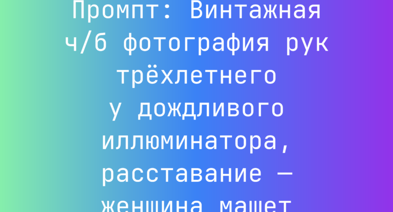 Промпт: Винтажная ч/б фотография рук трехлетнего у дождливого иллюминатора, расставание — женщина машет