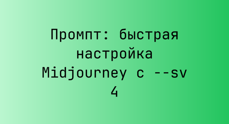 Промпт: быстрая настройка Midjourney с –sv 4