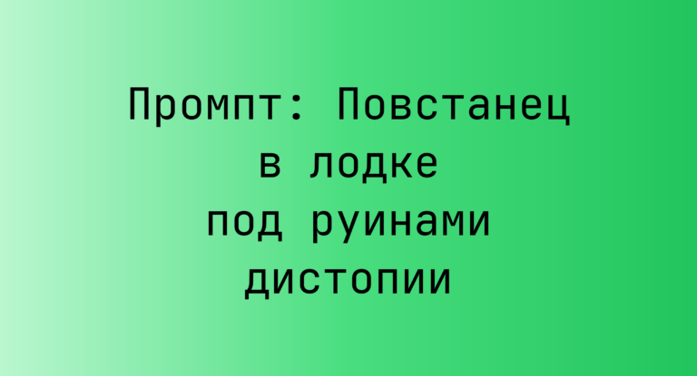 Промпт: Повстанец в лодке под руинами дистопии