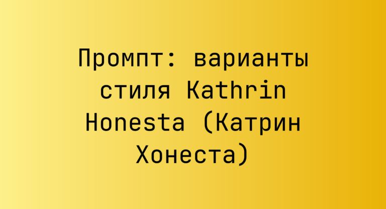 Промпт: варианты стиля Kathrin Honesta (Катрин Хонеста)