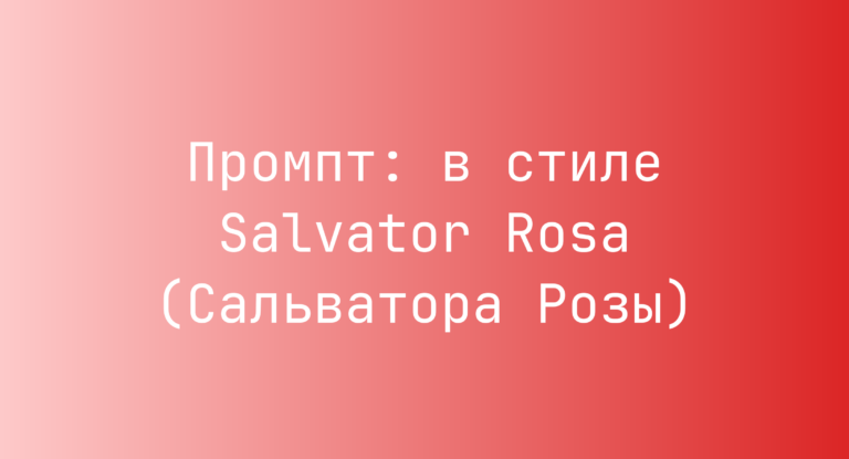 Промпт: в стиле Salvator Rosa (Сальватора Розы)