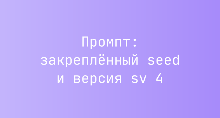 Промпт: закрепленный seed и версия sv 4