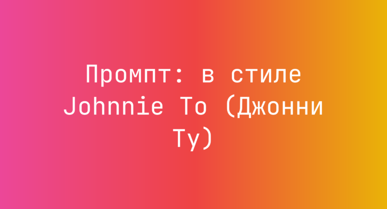 Промпт: в стиле Johnnie To (Джонни Ту)