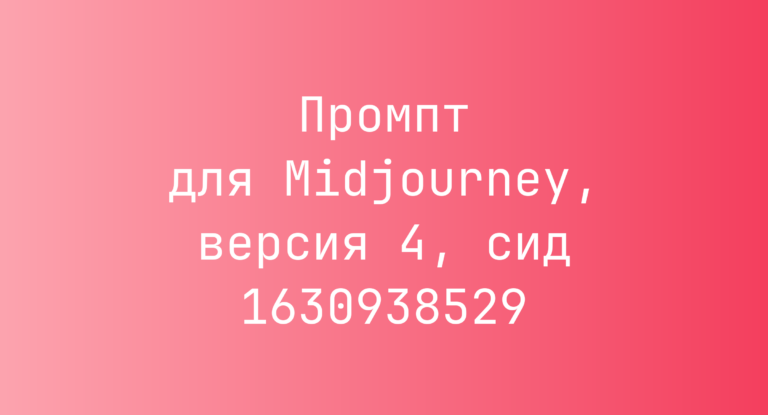Промпт для Midjourney, версия 4, сид 1630938529