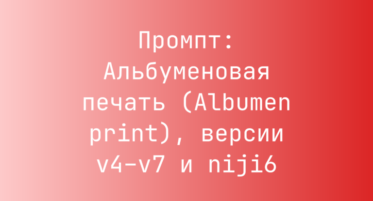 Промпт: Альбуменовая печать (Albumen print), версии v4–v7 и niji6
