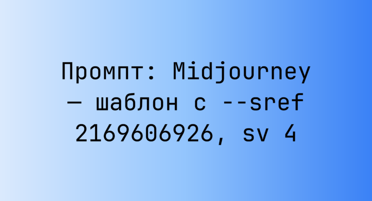 Промпт: Midjourney — шаблон с –sref 2169606926, sv 4