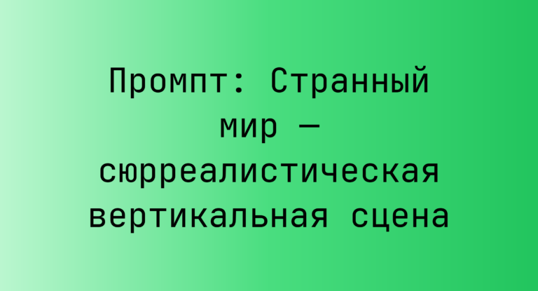Промпт: Странный мир — сюрреалистическая вертикальная сцена