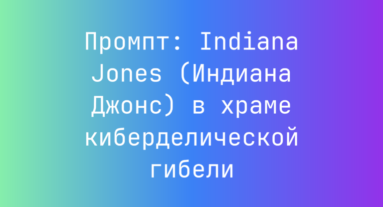 Промпт: Indiana Jones (Индиана Джонс) в храме киберделической гибели