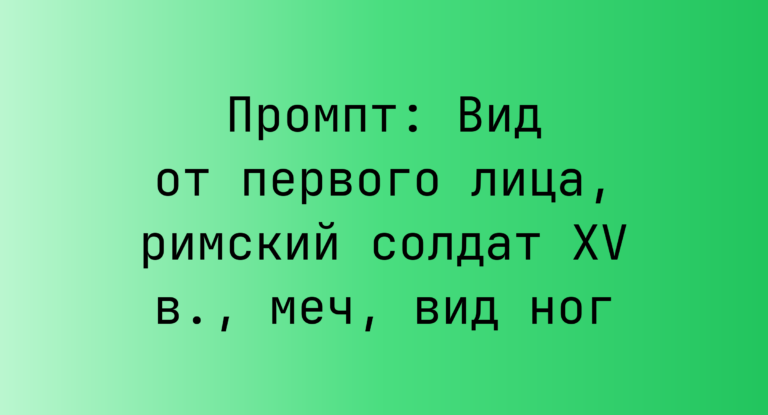 Промпт: Вид от первого лица, римский солдат XV в., меч, вид ног