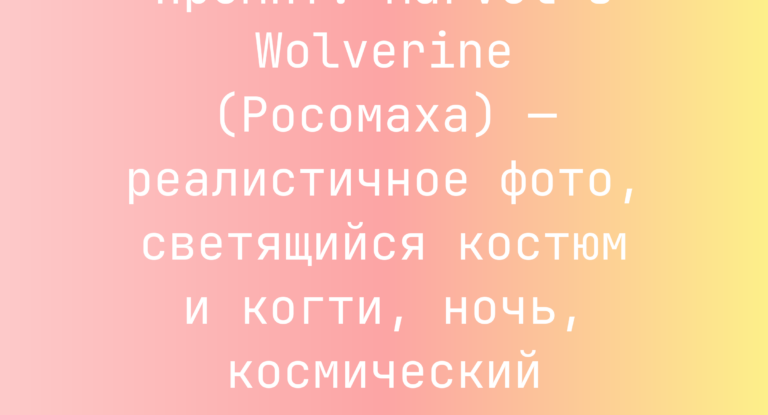 Промпт: Marvel’s Wolverine (Росомаха) — реалистичное фото, светящийся костюм и когти, ночь, космический корабль