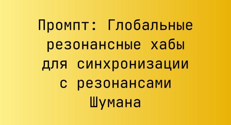 Промпт: Глобальные резонансные хабы для синхронизации с резонансами Шумана