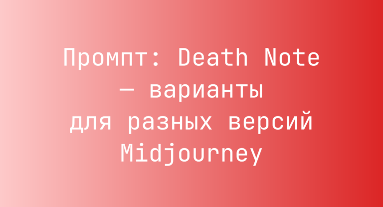 Промпт: Death Note — варианты для разных версий Midjourney