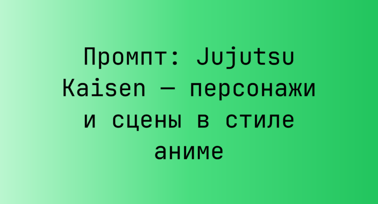 Промпт: Jujutsu Kaisen — персонажи и сцены в стиле аниме