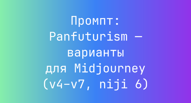 Промпт: Panfuturism — варианты для Midjourney (v4–v7, niji 6)