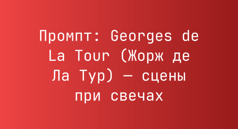 Промпт: Georges de La Tour (Жорж де Ла Тур) — сцены при свечах