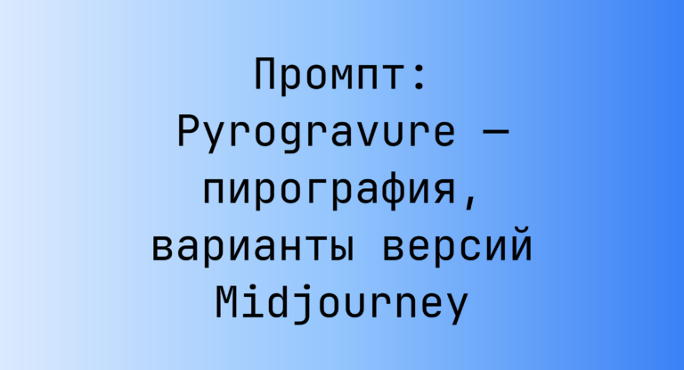 Промпт: Pyrogravure — пирография, варианты версий Midjourney