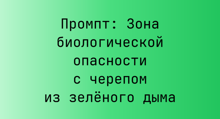 Промпт: Зона биологической опасности с черепом из зеленого дыма