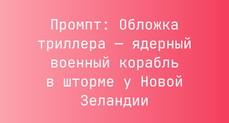 Промпт: Обложка триллера — ядерный военный корабль в шторме у Новой Зеландии