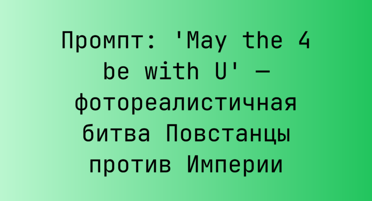 Промпт: ‘May the 4 be with U’ — фотореалистичная битва Повстанцы против Империи