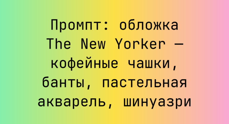 Промпт: обложка The New Yorker — кофейные чашки, банты, пастельная акварель, шинуазри