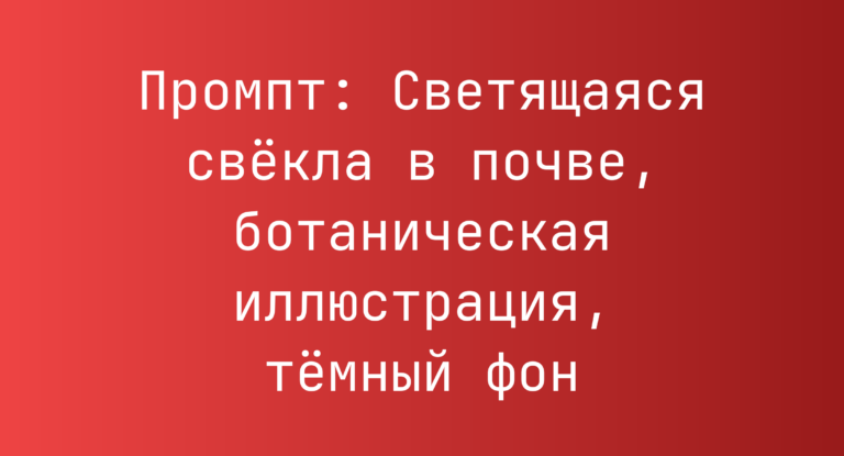 Промпт: Светящаяся свекла в почве, ботаническая иллюстрация, темный фон