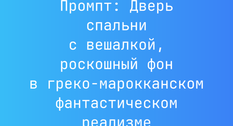 Промпт: Дверь спальни с вешалкой, роскошный фон в греко-марокканском фантастическом реализме