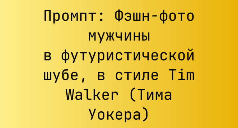 Промпт: Фэшн-фото мужчины в футуристической шубе, в стиле Tim Walker (Тима Уокера)