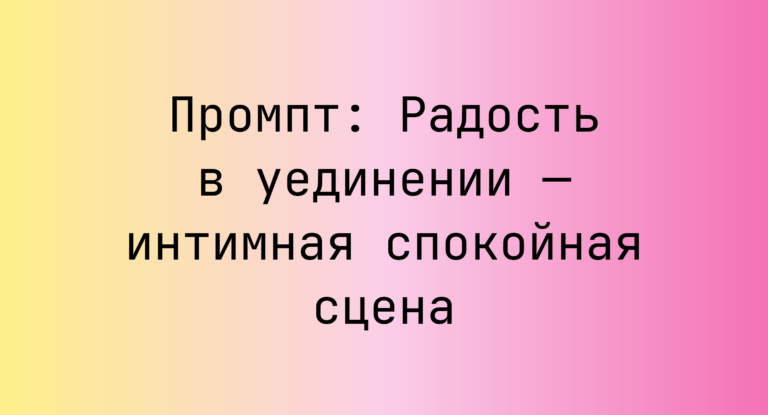 Промпт: Радость в уединении — интимная спокойная сцена