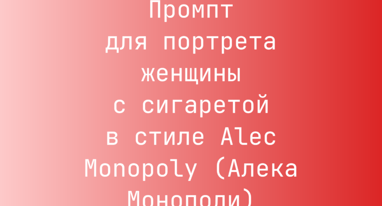 Промпт для портрета женщины с сигаретой в стиле Alec Monopoly (Алека Монополи)