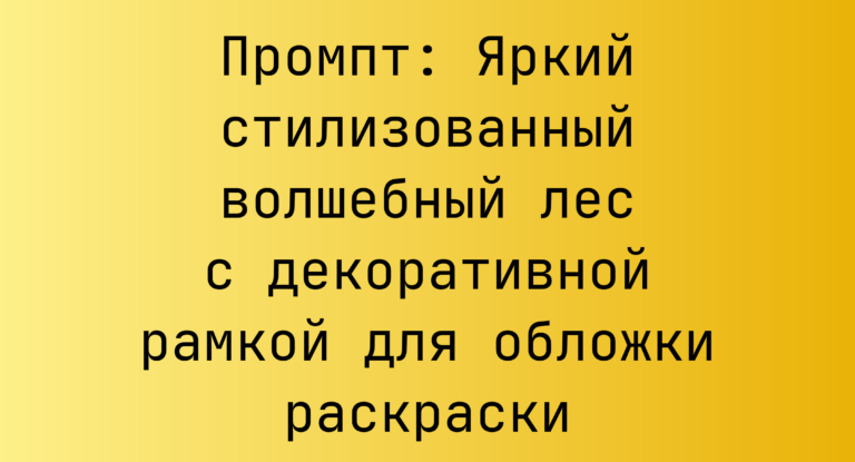 Промпт: Яркий стилизованный волшебный лес с декоративной рамкой для обложки раскраски