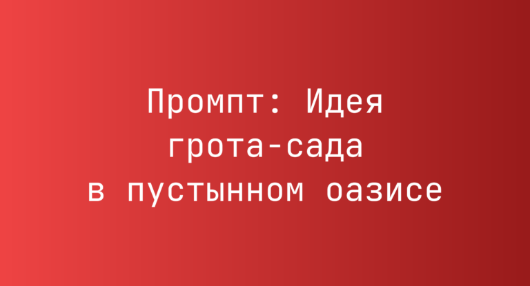 Промпт: Идея грота-сада в пустынном оазисе