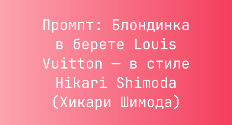 Промпт: Блондинка в берете Louis Vuitton — в стиле Hikari Shimoda (Хикари Шимода)