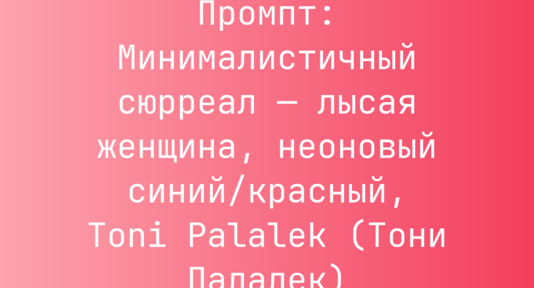 Промпт: Минималистичный сюрреал — лысая женщина, неоновый синий/красный, Toni Palalek (Тони Палалек)