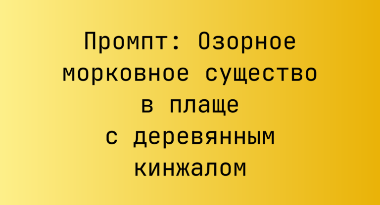 Промпт: Озорное морковное существо в плаще с деревянным кинжалом