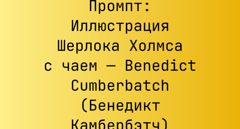 Промпт: Иллюстрация Шерлока Холмса с чаем — Benedict Cumberbatch (Бенедикт Камбербэтч)