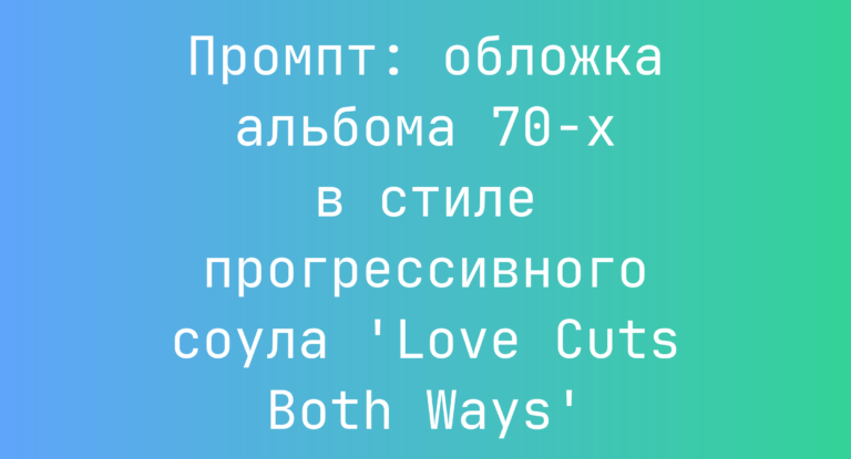 Промпт: обложка альбома 70-х в стиле прогрессивного соула ‘Love Cuts Both Ways’