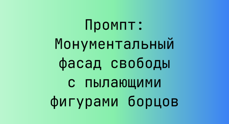 Промпт: Монументальный фасад свободы с пылающими фигурами борцов