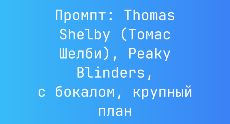Промпт: Thomas Shelby (Томас Шелби), Peaky Blinders, с бокалом, крупный план
