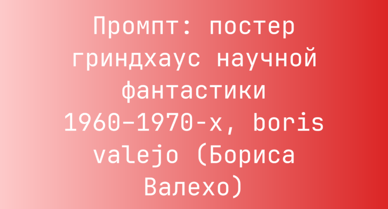 Промпт: постер гриндхаус научной фантастики 1960–1970-х, boris valejo (Бориса Валехо)
