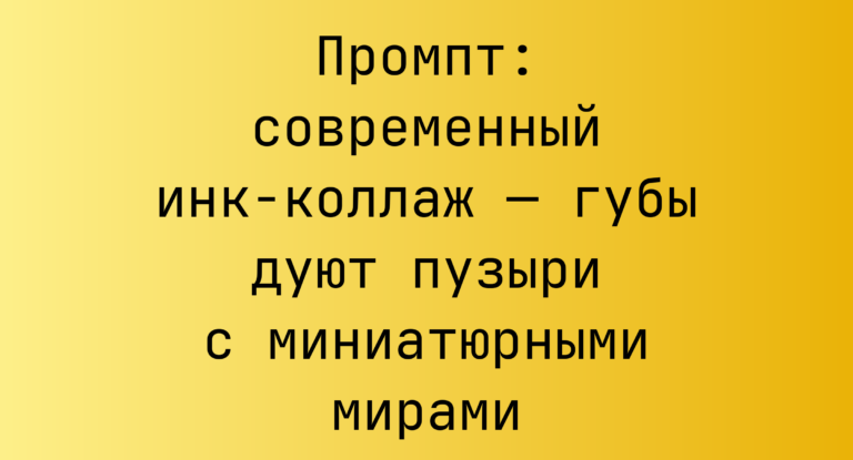 Промпт: современный инк-коллаж — губы дуют пузыри с миниатюрными мирами