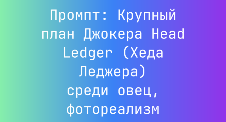 Промпт: Крупный план Джокера Head Ledger (Хеда Леджера) среди овец, фотореализм