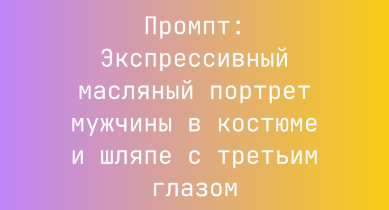 Промпт: Экспрессивный масляный портрет мужчины в костюме и шляпе с третьим глазом