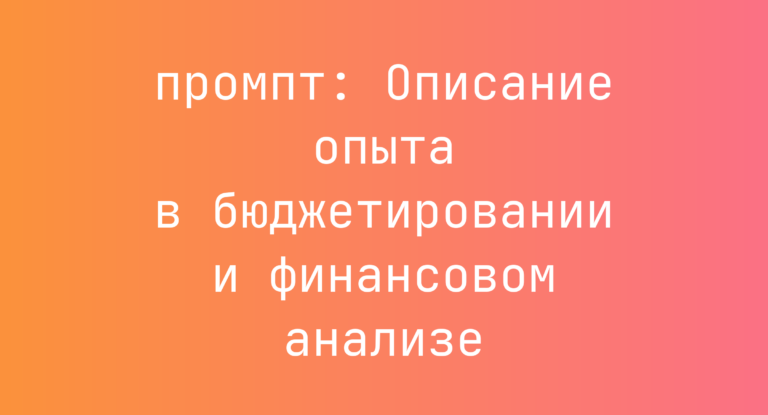 Описание опыта в бюджетировании и финансовом анализе