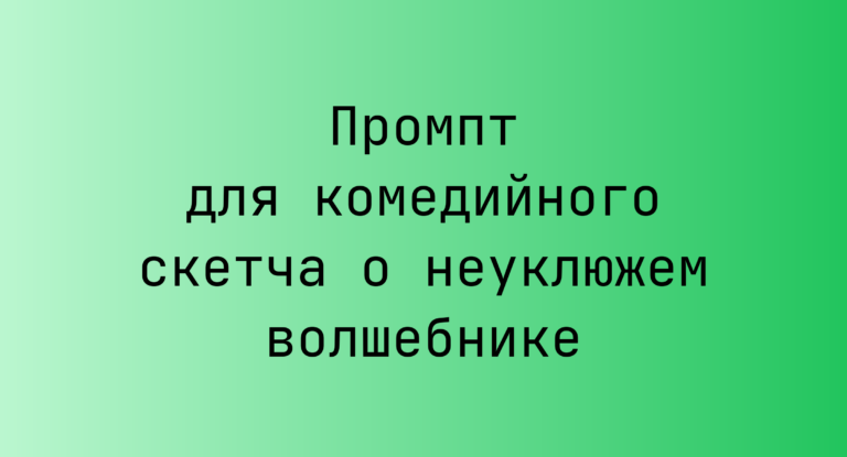 Промпт для комедийного скетча о неуклюжем волшебнике