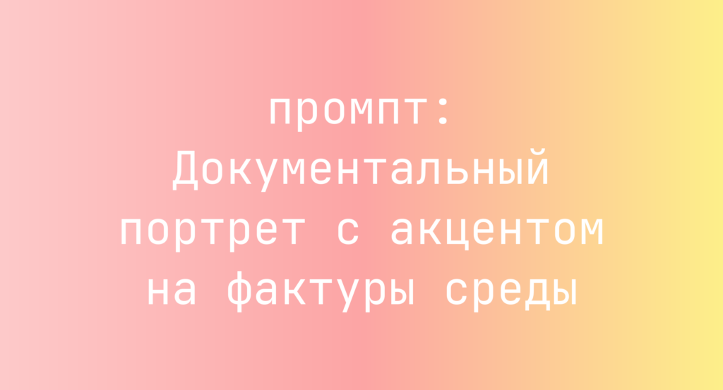 Документальный портрет с акцентом на фактуры среды