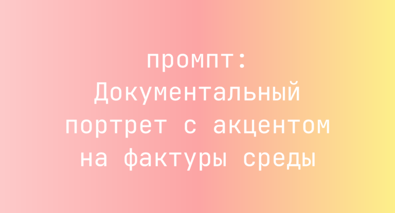 Документальный портрет с акцентом на фактуры среды