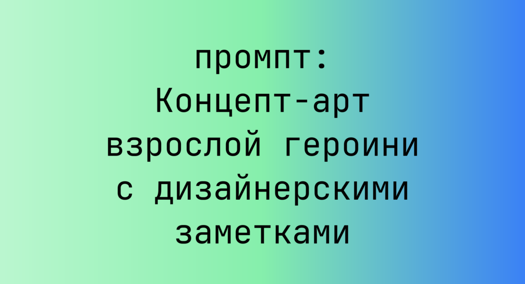 Концепт-арт взрослой героини с дизайнерскими заметками
